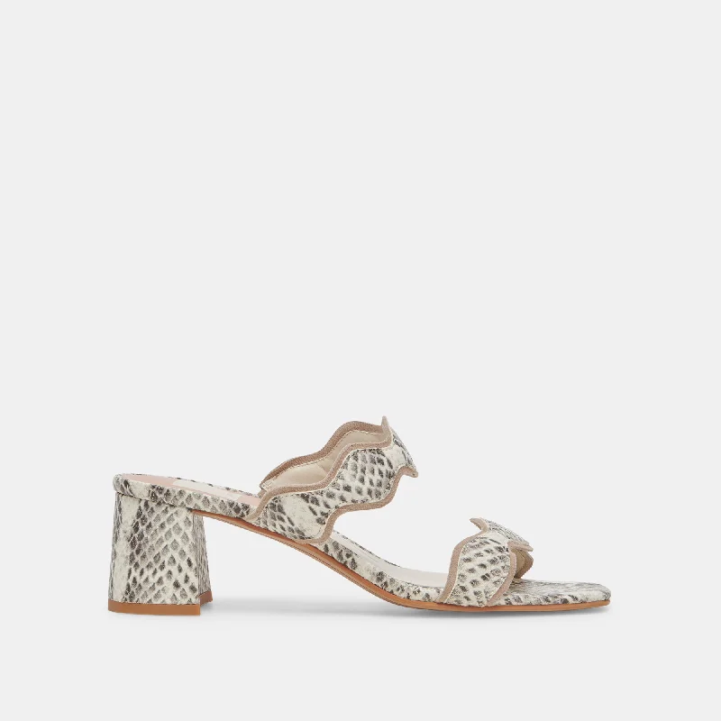 ILVA MID HEELS GREY WHITE EMBOSSED LEATHER