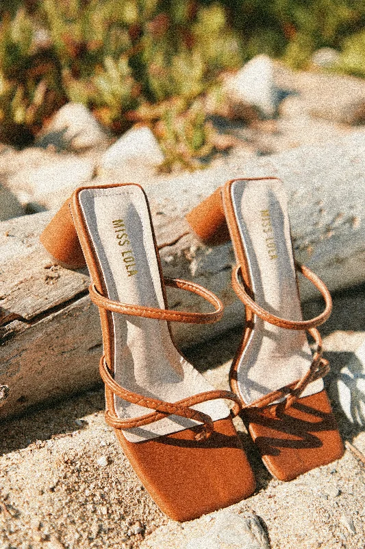 Milla Block Mid Heel Mules - Tan