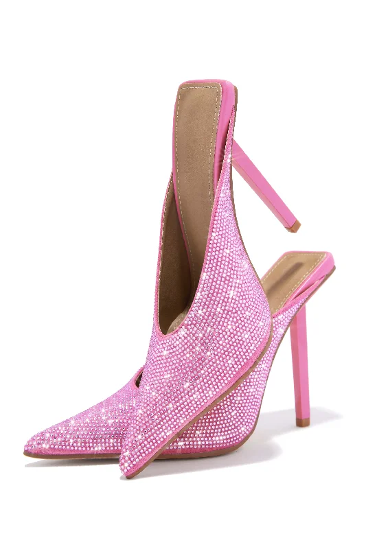 Azilis Embellished High Heel Mules - Pink