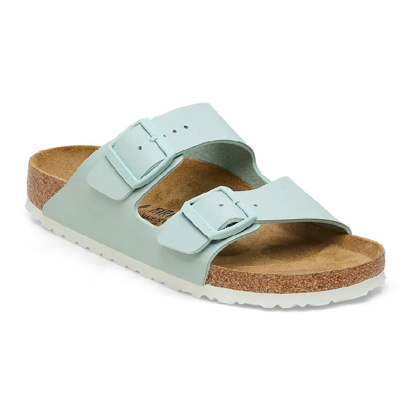 Birkenstock Arizona Birko-Flor in Surf Green, Eggshell & White