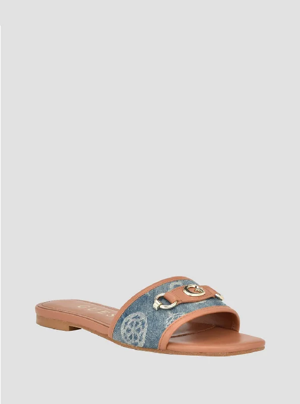 Blue Denim Logo Hammi3 Slide Sandals