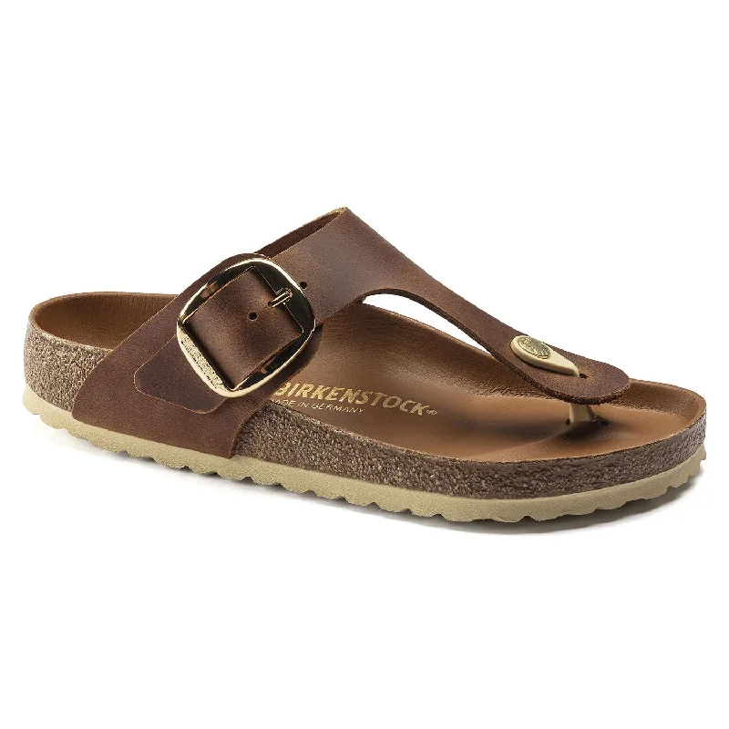 Birkenstock Gizeh Big Buckle in Black & Cognac Natural Leather