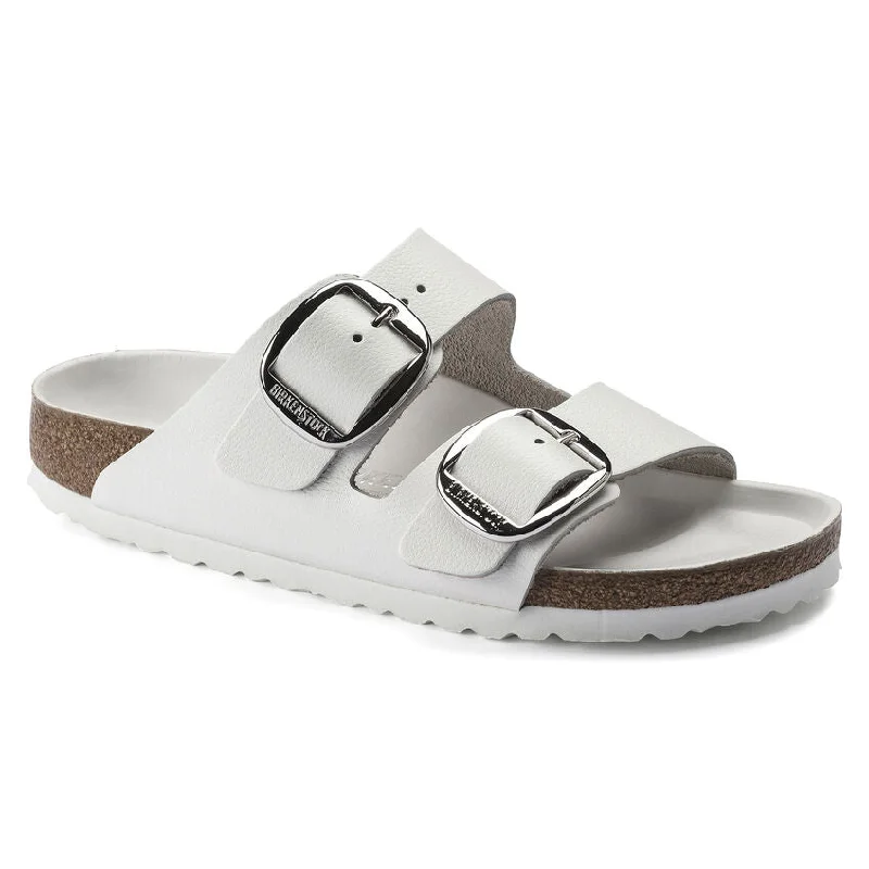 Birkenstock Arizona Big Buckle in White & Cognac Oiled Leather