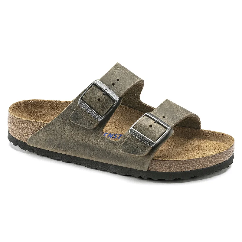 Birkenstock Arizona Soft Footbed in Faded Khaki, Iron & Black Oiled Leather