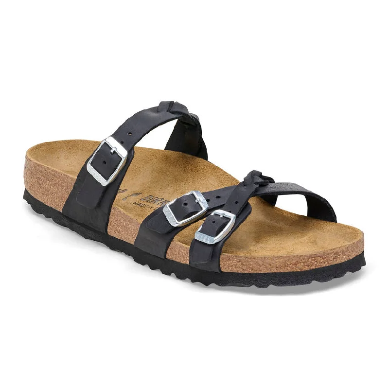 Birkenstock Franca Braided Oiled Leather in Black