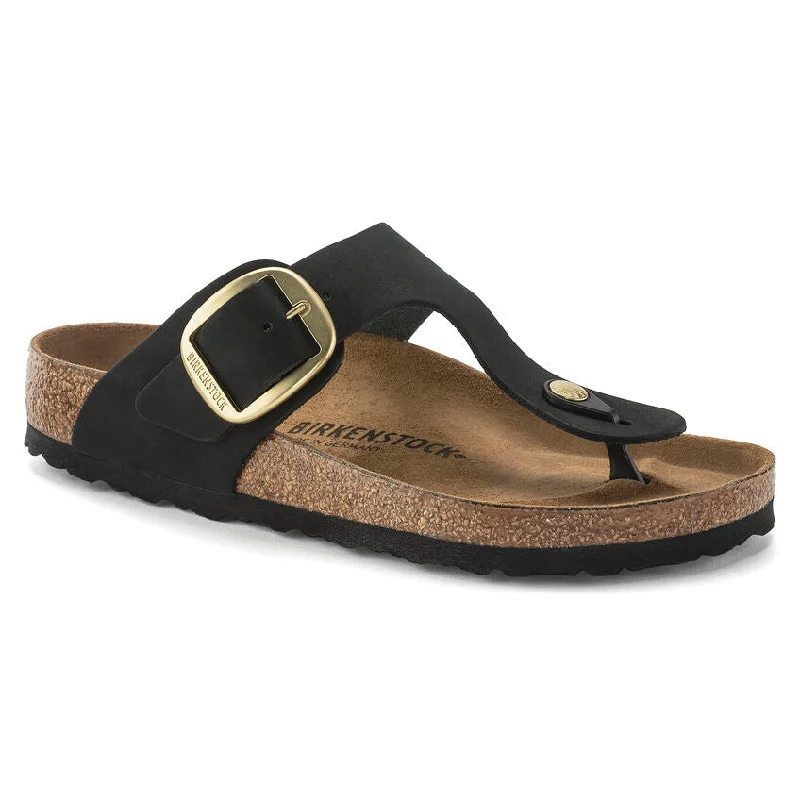 Birkenstock Gizeh Big Buckle in Black Nubuck Leather