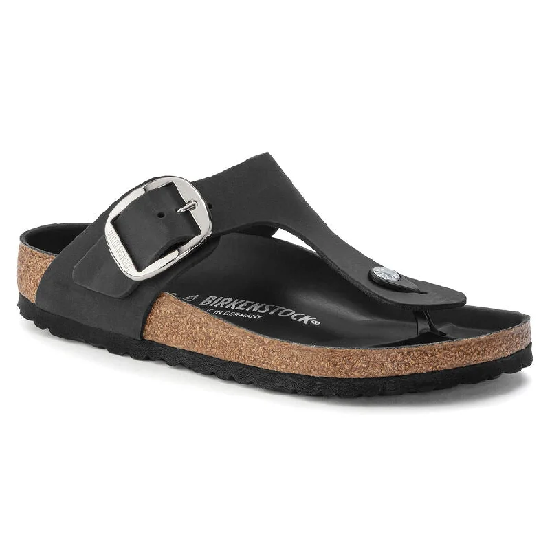 Birkenstock Gizeh Big Buckle in Black Oiled Leather