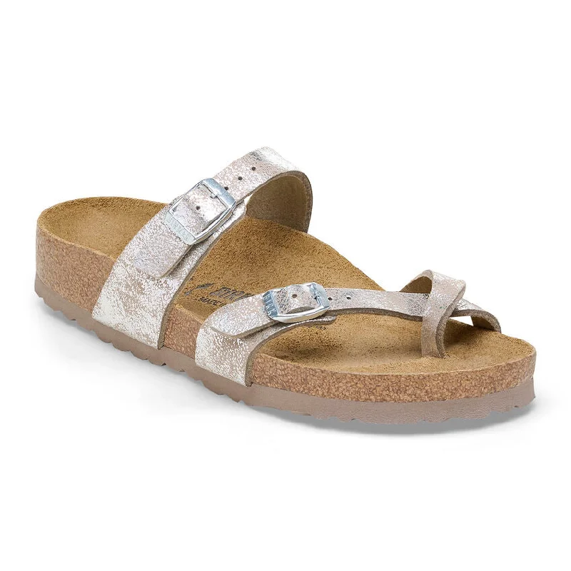 Birkenstock Mayari Synthetics Washed Metallic Silver Sandal