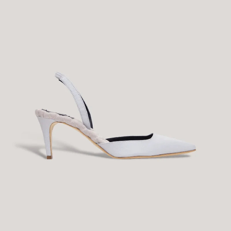 GABRIELLA | Grey - Satin Slingback Pumps