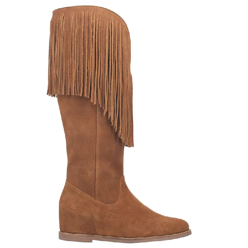 Hassie Fringe Round Toe Wedge Pull On Boots