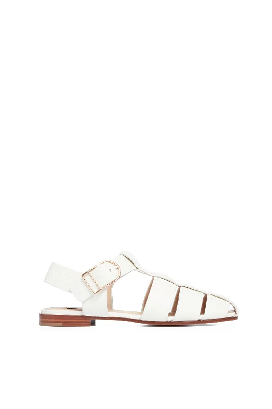 Lynn Sandal in Cream Textured Leather