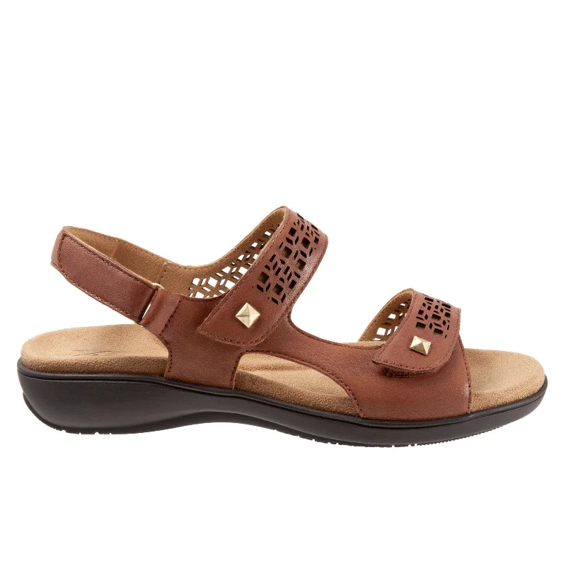 Trotters Romi T2118-215 Womens Brown Leather Strap Slingback Sandals Shoes