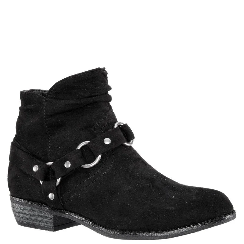 Nina Girl's Savinna Black Buckle Suede