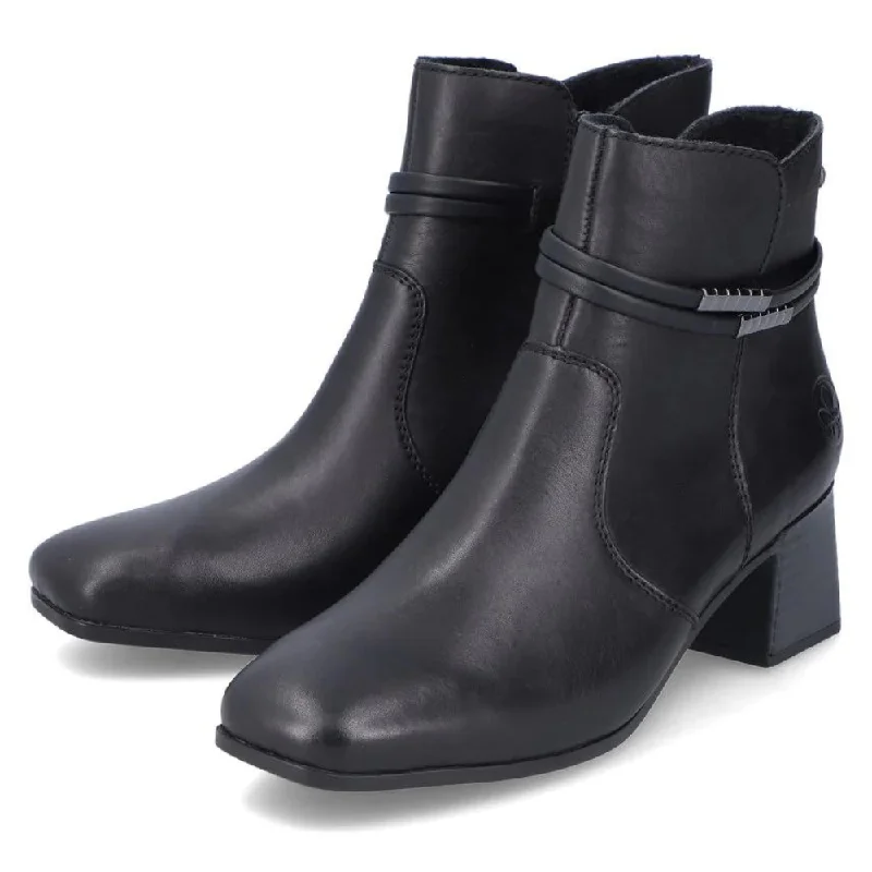 Rieker Susi 73 Black Leather Bootie (Women's)